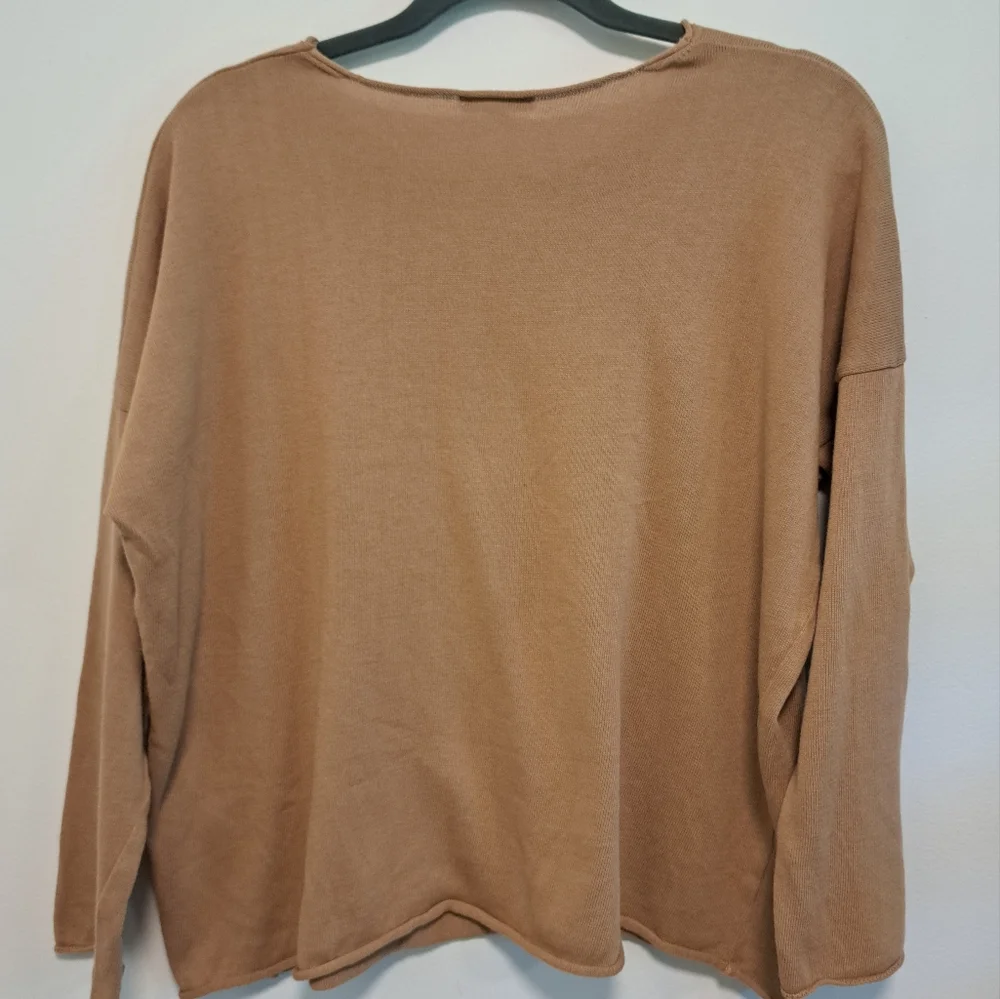 It Is Well LA Boxy Sweater Tan Lightweight Oversized Rolled Neck Size M - Picture 6 of 11